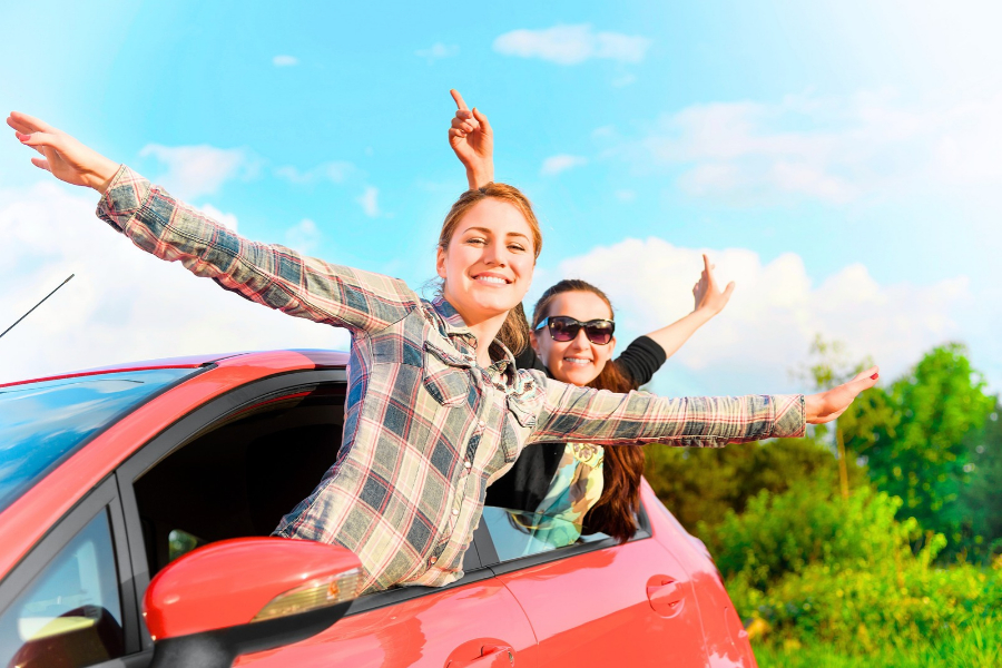 Woman Driving in Nature